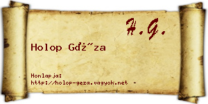 Holop Géza névjegykártya